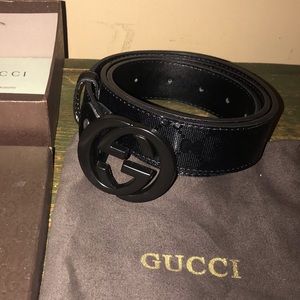 Women’s Matte Black Leather Gucci Belt